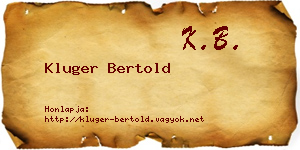 Kluger Bertold névjegykártya
